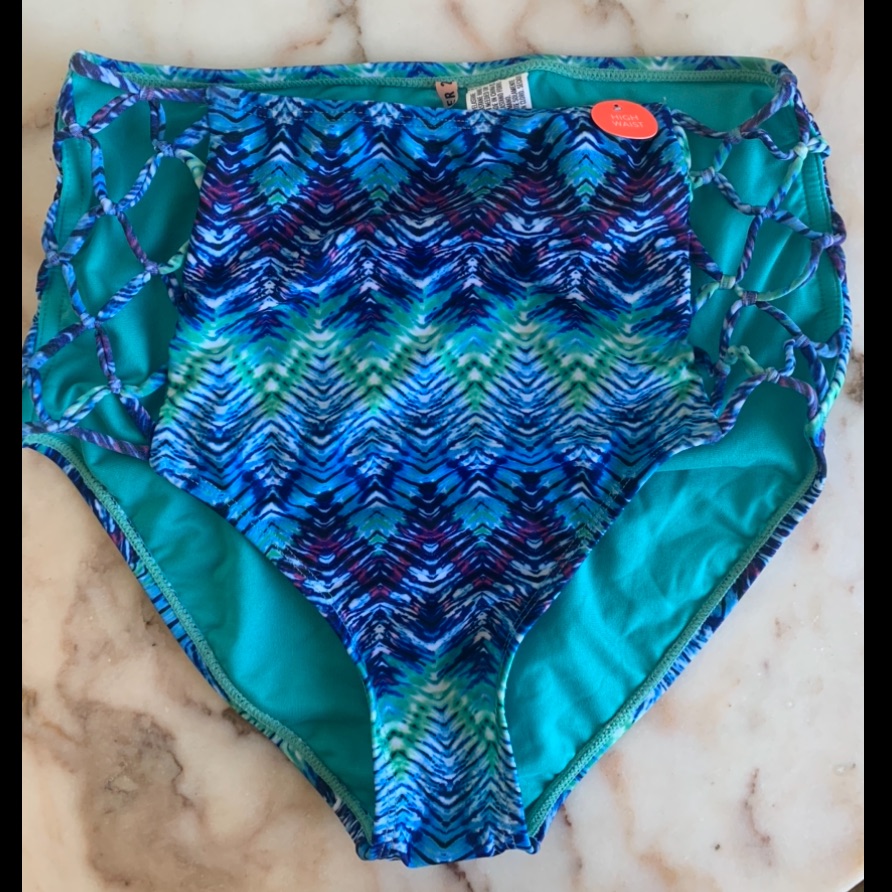 Patterned High Waisted Bikini Bottom